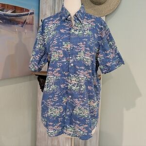 Izod Saltwater Island Scene Button Down Shirt